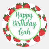 Aardbei Birthday Party Theme Ronde Sticker (Voorkant)