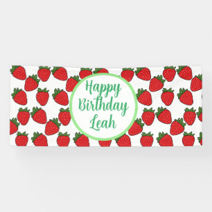 Aardbei Birthday Party Theme Spandoek