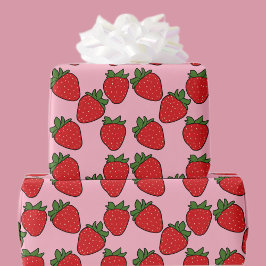 Aardbei Birthday Party Theme Wrapping Paper Cadeaupapier