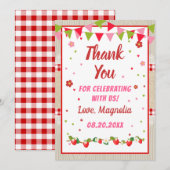 Aardbei Birthday Red Camco Blanket Sweet Party Bedankkaart (Voorkant / Achterkant)