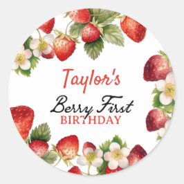 Aardbei Birthday Ronde Sticker