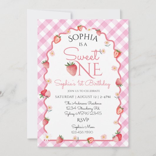 Aardbei Birthday Sweet One Berry 1st Birthday Kaart (Voorkant)