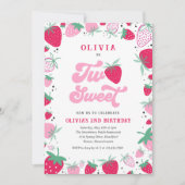 Aardbei Birthday Two Sweet Berry Birthday Party Kaart (Voorkant)