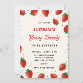 Aardbei Birthday Uitnodiging (Voorkant)