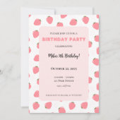Aardbei Birthday Uitnodiging (Voorkant)