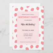 Aardbei Birthday Uitnodiging (Voorkant / Achterkant)