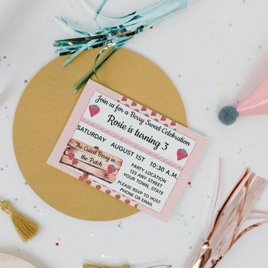 Aardbei Birthday Uitnodiging