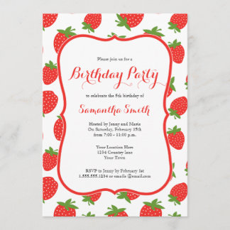 Aardbei Birthday Uitnodiging