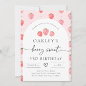 Aardbei Birthday Uitnodiging | Berry Birthday (Voorkant)
