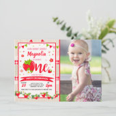 Aardbei Birthday Uitnodiging Berry Sweet Party (Staand voorkant)