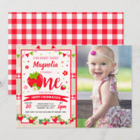 Aardbei Birthday Uitnodiging Berry Sweet Party