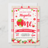 Aardbei Birthday Uitnodiging Berry Sweet Party (Voorkant)