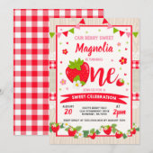 Aardbei Birthday Uitnodiging Berry Sweet Party (Voorkant / Achterkant)