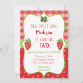 Aardbei Birthday Uitnodiging Berry Sweet Party (Voorkant)