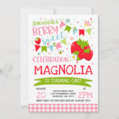 Aardbei Birthday Uitnodiging Berry Sweet Party (Voorkant)