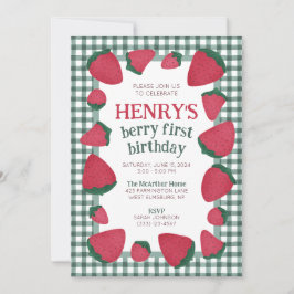 Aardbei Birthday Uitnodiging voor jongen of meisje