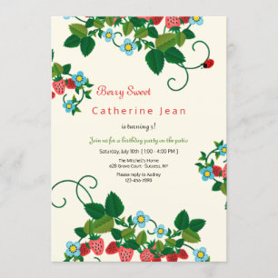 Aardbei Birthday-uitnodigingen Kaart