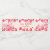 Aardbei Birthday Waterfles Etiket (Enkel label)