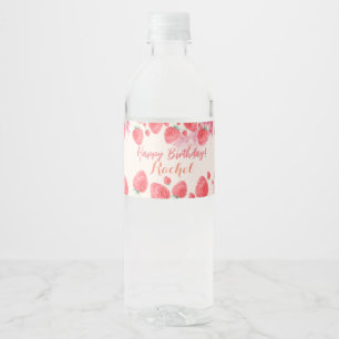 Aardbei Birthday Waterfles Etiket
