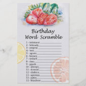 Aardbei Birthday Word Scramble Game (Voorkant)