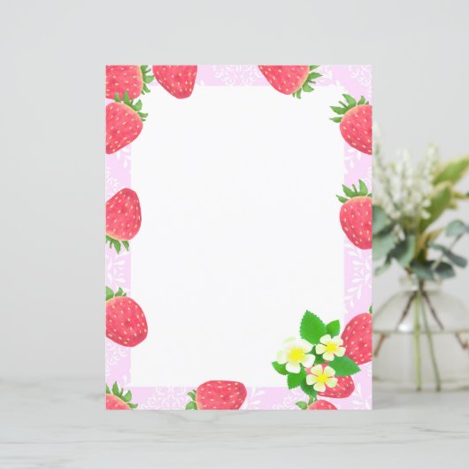 Aardbei Blank Roze Papier Papier (Staand voorkant)