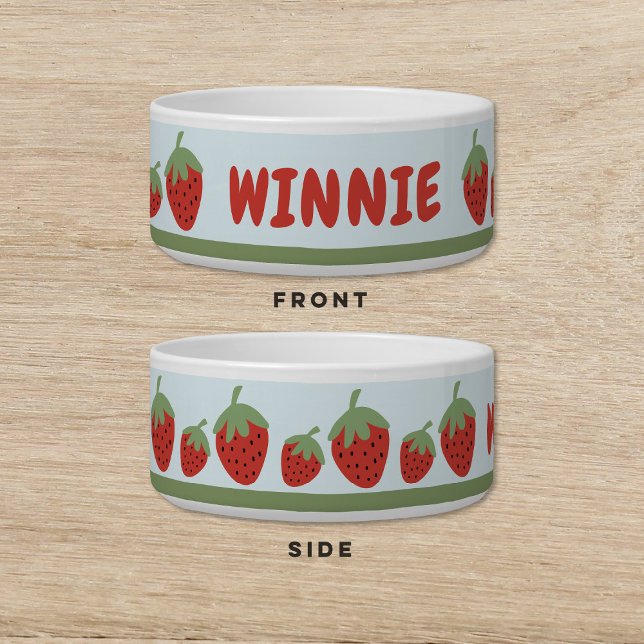 Aardbei Blauw Hond Kat Pet Voerbakje (Creator heeft geüpload)