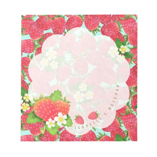 Aardbei blauw notitieblok (Voorkant)