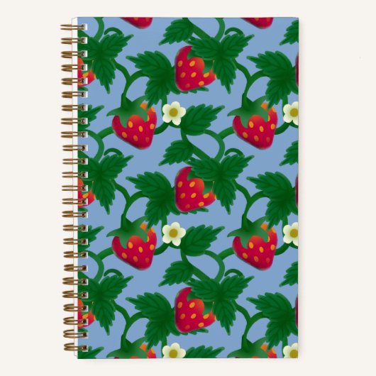 Aardbei Blauw Notitieboek (Voorkant)