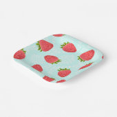 Aardbei blauw papieren bordje (Gebogen)