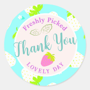 Aardbei blauw ronde sticker