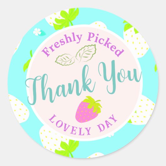 Aardbei blauw ronde sticker (Voorkant)