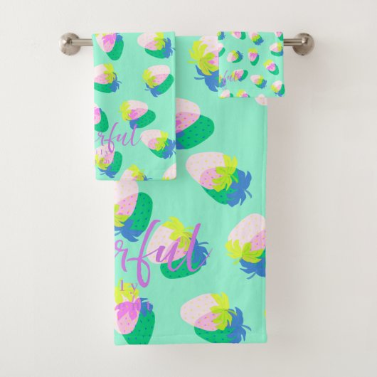 Aardbei Blauwgroen Bad Handdoek (Insitu)