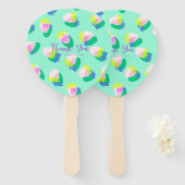 Aardbei Blauwgroen Handwaaier (Voorkant en achterkant)