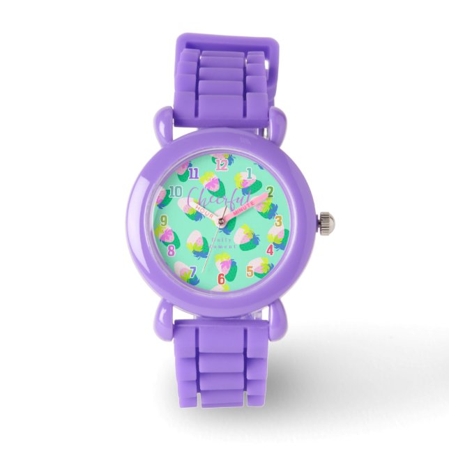 Aardbei Blauwgroen Horloge (Voorkant)