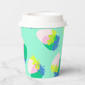 Aardbei Blauwgroen Papieren Bekers (Achterkant)