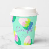 Aardbei Blauwgroen Papieren Bekers (Voorkant)