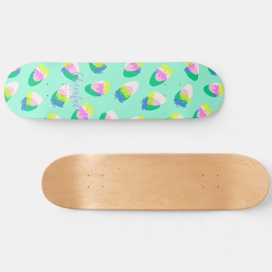 Aardbei Blauwgroen Persoonlijk Skateboard (Horizontaal)