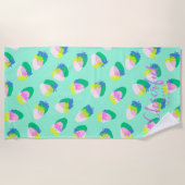 Aardbei Blauwgroen Strandlaken (Voorkant)