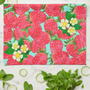 Aardbei Blauwgroen Theedoek