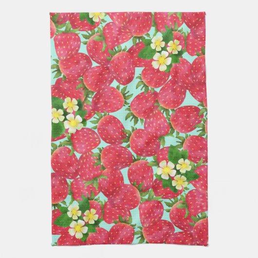 Aardbei Blauwgroen Theedoek (Verticaal)