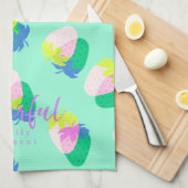 Aardbei Blauwgroen Theedoek (Quarter Fold)