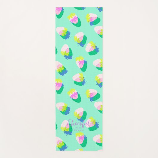 Aardbei Blauwgroen Yogamat (Voorkant)