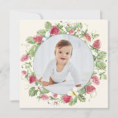 Aardbei Bloemen Foto Meisje Berry Eerste verjaarda Kaart (Achterkant)