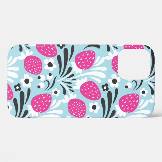 Aardbei Bloemen: roze bessen naadloos. Case-Mate iPhone Case (Achterkant (horizontaal))