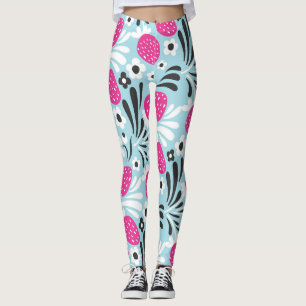 Aardbei Bloemen: roze bessen naadloos. Leggings