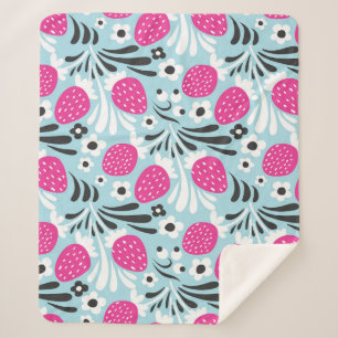 Aardbei Bloemen: roze bessen naadloos. Sherpa Deken