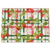 Aardbei Bloemen Roze en Groen Plaid Groot Cadeauzakje (Voorkant)