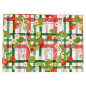 Aardbei Bloemen Roze en Groen Plaid Groot Cadeauzakje (Achterkant)