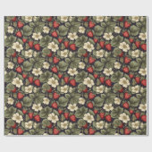  aardbei bloemmotief decoupage cadeaupapier (Vlak)