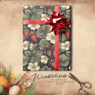 aardbei bloemmotief decoupage cadeaupapier